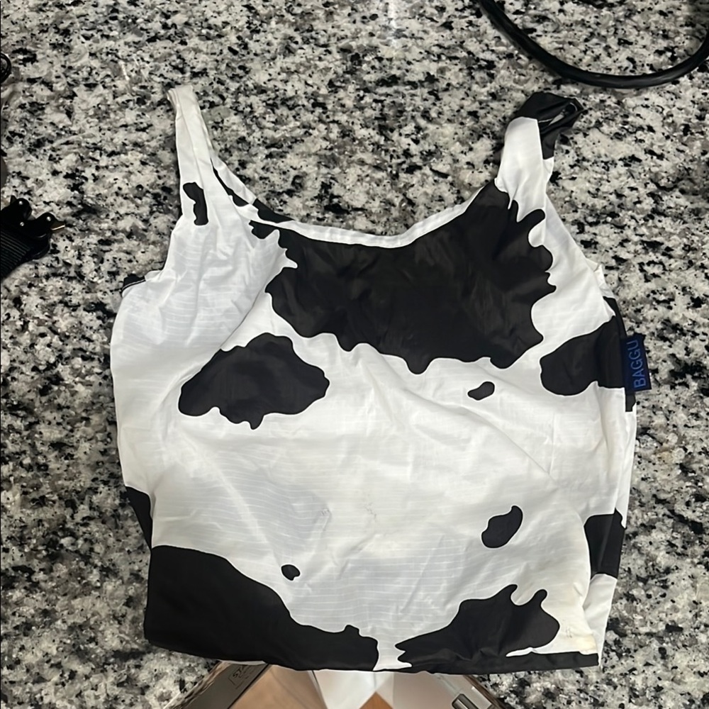 BAGGU Women's Black and White Reusable Tote Cow Print